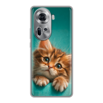 Силиконовый чехол на OPPO Reno 11 с принтом котенок
