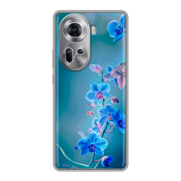 Силиконовый чехол на OPPO Reno 11 с принтом Голубые цветы
