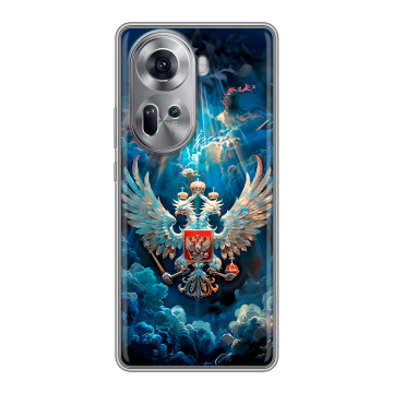 Силиконовый чехол на OPPO Reno 11 с принтом Герб флаг России