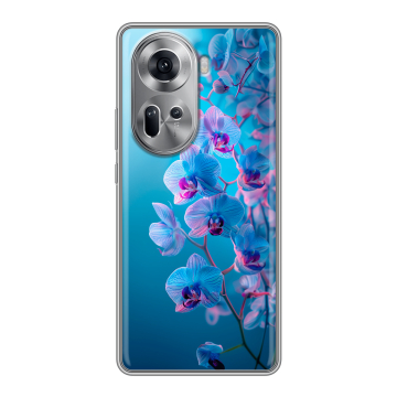 Силиконовый чехол на OPPO Reno 11 с принтом голубые орхидеи