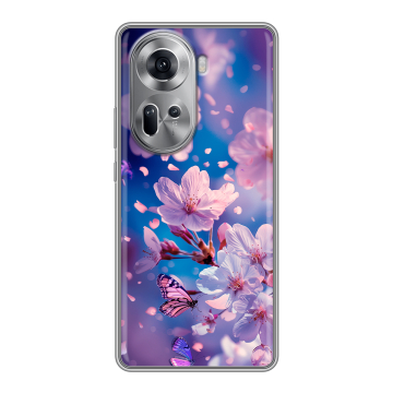 Силиконовый чехол на OPPO Reno 11 с принтом цветы бабочки