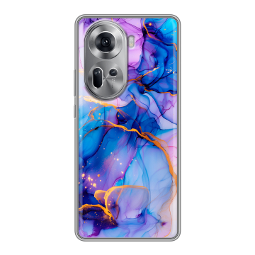 Силиконовый чехол на OPPO Reno 11 с принтом синий мрамор