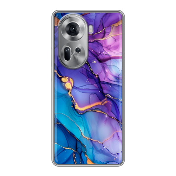 Силиконовый чехол на OPPO Reno 11 с принтом синий мрамор
