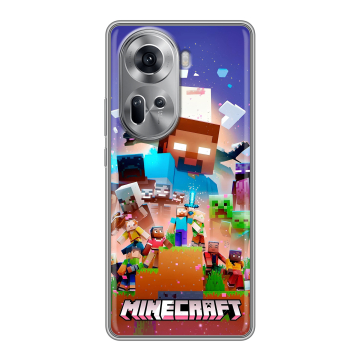 Силиконовый чехол на OPPO Reno 11 с принтом Майнкрафт Minecraft