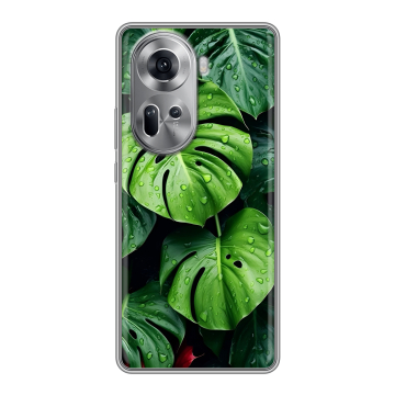Силиконовый чехол на OPPO Reno 11 с принтом Листья