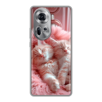 Силиконовый чехол на OPPO Reno 11 с принтом котята котики