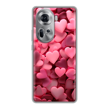 Силиконовый чехол на OPPO Reno 11 с принтом розовые сердечки
