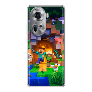 Силиконовый чехол на OPPO Reno 11 с принтом Майнкрафт Minecraft