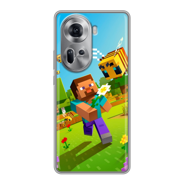 Силиконовый чехол на OPPO Reno 11 с принтом Майнкрафт Minecraft