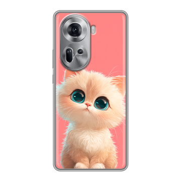Силиконовый чехол на OPPO Reno 11 с принтом Розовый котенок