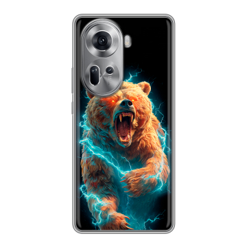 Силиконовый чехол на OPPO Reno 11 с принтом Медведь