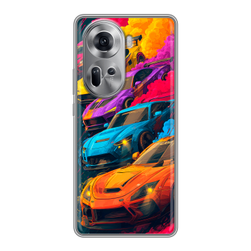 Силиконовый чехол на OPPO Reno 11 с принтом Тачки