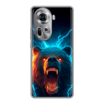 Силиконовый чехол на OPPO Reno 11 с принтом Медведь Силиконовый чехол на OPPO Reno 11 с принтом Медведь