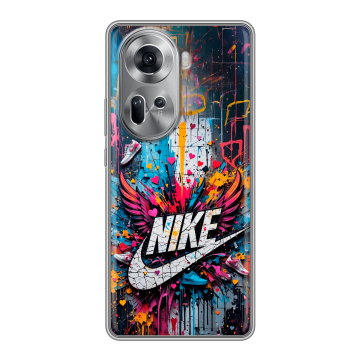 Силиконовый чехол на OPPO Reno 11 с принтом Nike Найк