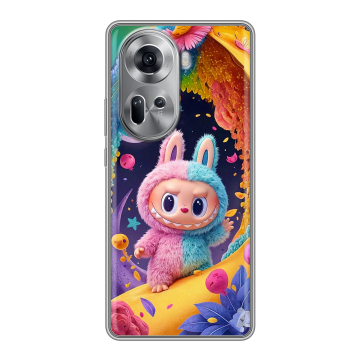 Силиконовый чехол на OPPO Reno 11 с принтом Labubu Лабубу