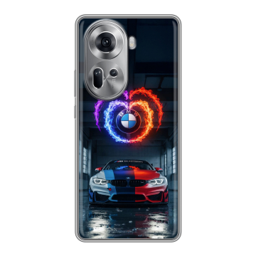 Силиконовый чехол на OPPO Reno 11 с принтом BMW БМВ