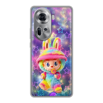 Силиконовый чехол на OPPO Reno 11 с принтом Labubu Лабубу