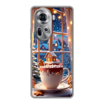 Силиконовый чехол на OPPO Reno 11 с принтом Новый год Силиконовый чехол на OPPO Reno 11 с принтом Новый год
