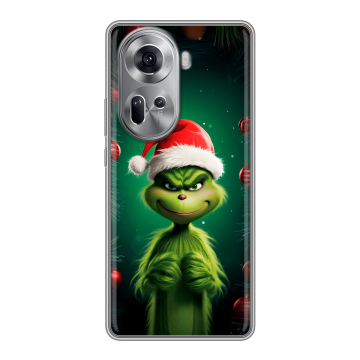 Силиконовый чехол на OPPO Reno 11 с принтом Гринч Новый год Рождество Силиконовый чехол на OPPO Reno 11 с принтом Гринч Новый год Рождество