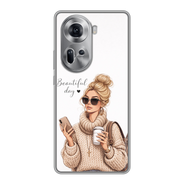 Силиконовый чехол на OPPO Reno 11 с принтом женский