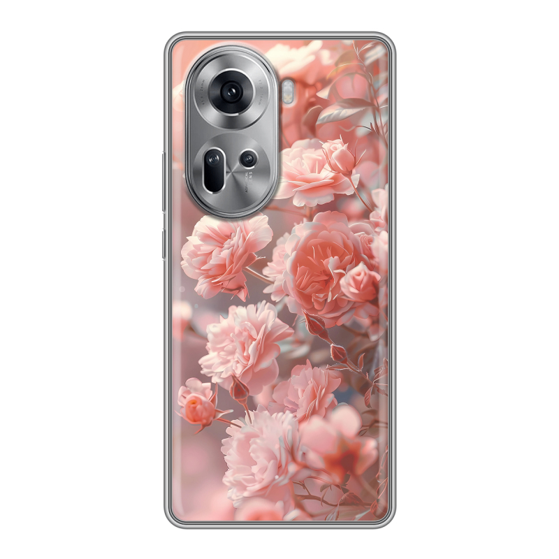 Силиконовый чехол на OPPO Reno 11 с принтом Розовые розы Силиконовый чехол на OPPO Reno 11 с принтом Розовые розы