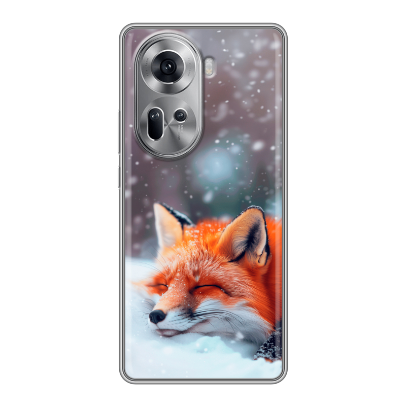 Силиконовый чехол на OPPO Reno 11 с принтом лиса Силиконовый чехол на OPPO Reno 11 с принтом лиса