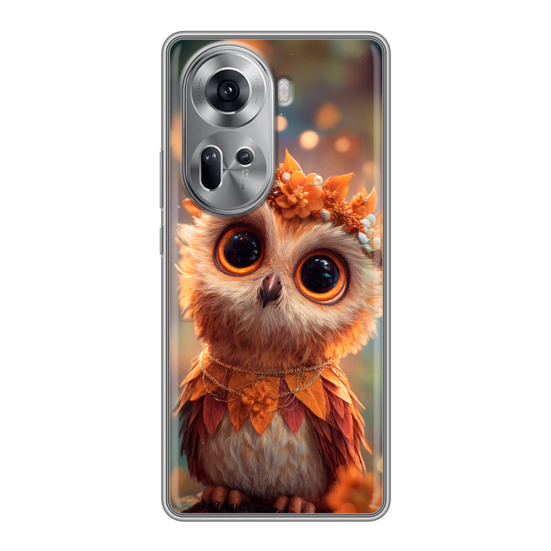 Силиконовый чехол на OPPO Reno 11 с принтом Милая сова Силиконовый чехол на OPPO Reno 11 с принтом Милая сова
