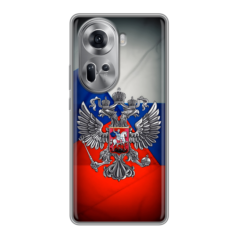 Силиконовый чехол на OPPO Reno 11 с принтом Флаг России Силиконовый чехол на OPPO Reno 11 с принтом Флаг России