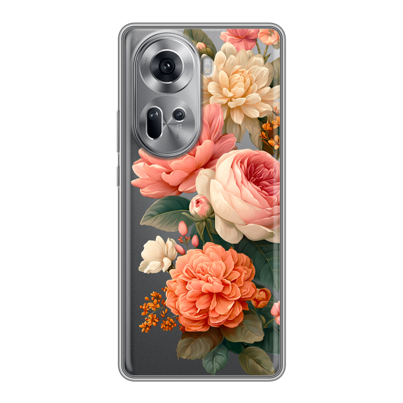 Силиконовый чехол на OPPO Reno 11 с принтом цветы Силиконовый чехол на OPPO Reno 11 с принтом цветы