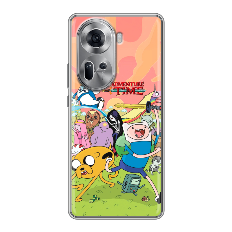 Силиконовый чехол на OPPO Reno 11 с принтом Adventure time Время приключений Силиконовый чехол на OPPO Reno 11 с принтом Adventure time Время приключений