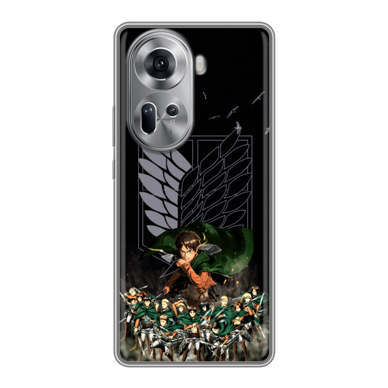 Силиконовый чехол на OPPO Reno 11 с принтом Атака титанов Силиконовый чехол на OPPO Reno 11 с принтом Атака титанов