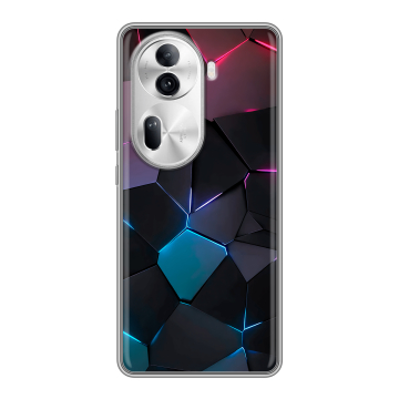 Силиконовый чехол на OPPO Reno 11 Pro с принтом Геометрия неона Силиконовый чехол на OPPO Reno 11 Pro с принтом Геометрия неона
