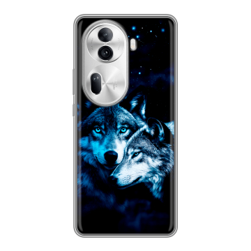 Силиконовый чехол на OPPO Reno 11 Pro с принтом Волки