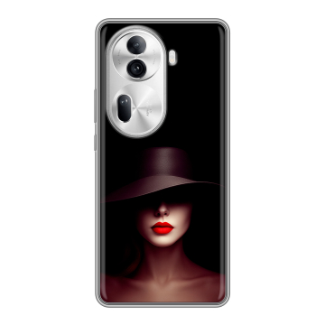 Силиконовый чехол на OPPO Reno 11 Pro с принтом Девушка в шляпе