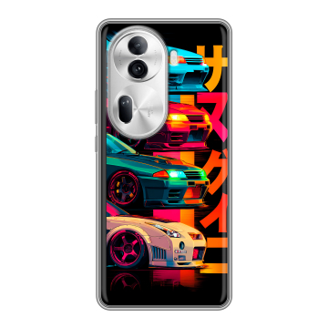 Силиконовый чехол на OPPO Reno 11 Pro с принтом Гоночные машины