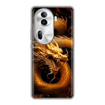 Силиконовый чехол на OPPO Reno 11 Pro с принтом Золотой дракон