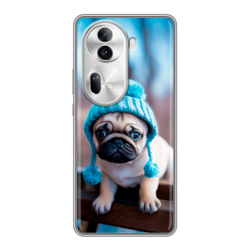 Силиконовый чехол на OPPO Reno 11 Pro с принтом Мопс в шапке