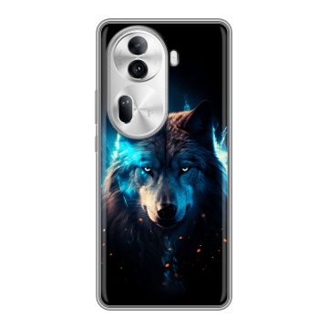 Силиконовый чехол на OPPO Reno 11 Pro с принтом Волк ночной