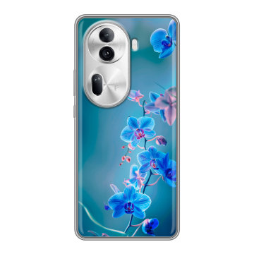 Силиконовый чехол на OPPO Reno 11 Pro с принтом Голубые цветы