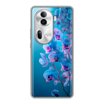Силиконовый чехол на OPPO Reno 11 Pro с принтом голубые орхидеи