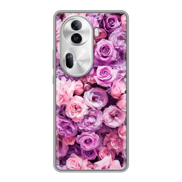 Силиконовый чехол на OPPO Reno 11 Pro с принтом лавандовые розы Силиконовый чехол на OPPO Reno 11 Pro с принтом лавандовые розы