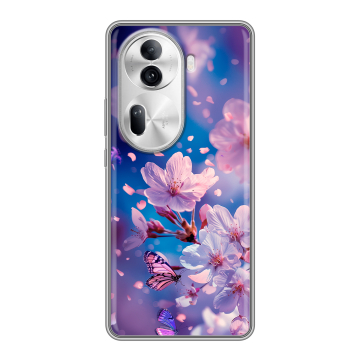 Силиконовый чехол на OPPO Reno 11 Pro с принтом цветы бабочки