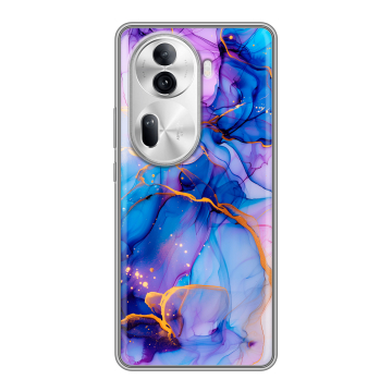 Силиконовый чехол на OPPO Reno 11 Pro с принтом синий мрамор