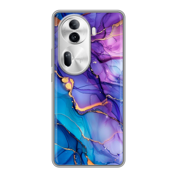 Силиконовый чехол на OPPO Reno 11 Pro с принтом синий мрамор