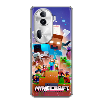 Силиконовый чехол на OPPO Reno 11 Pro с принтом Майнкрафт Minecraft