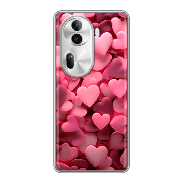 Силиконовый чехол на OPPO Reno 11 Pro с принтом розовые сердечки