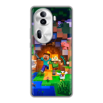 Силиконовый чехол на OPPO Reno 11 Pro с принтом Майнкрафт Minecraft