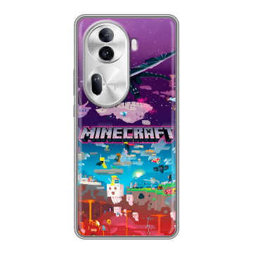 Силиконовый чехол на OPPO Reno 11 Pro с принтом Майнкрафт Minecraft