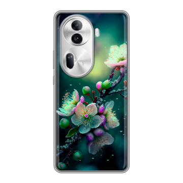 Силиконовый чехол на OPPO Reno 11 Pro с принтом Цветы и мрамор