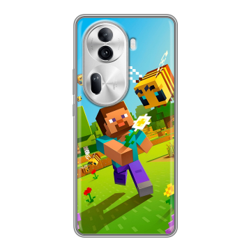 Силиконовый чехол на OPPO Reno 11 Pro с принтом Майнкрафт Minecraft